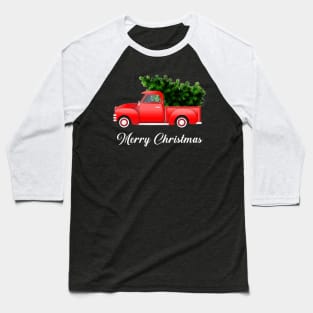 Merry Christmas Retro Vintage Red Truck Baseball T-Shirt